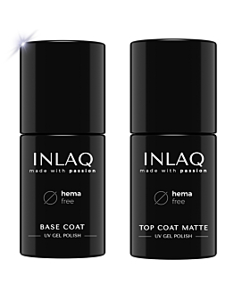 INLAQ Baza Hybrydowa, 6 ml + Top Hybrydowy Matowy, 6 ml
