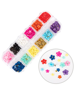 MollyNails Kasetka Z Ozdobami Akrylowe Kwiatki Mix Kolorów Nr 2 300 szt