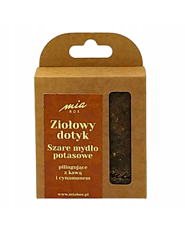 Miabox Ziołowy Dotyk Szare mydło potasowe cynamonowe z kawą pilingujące. Naturalna pielęgnacja skóry – prosto z natury