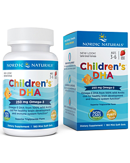 Nordic Naturals Children's DHA 250mg, Kapsułki do żucia dla dzieci od 3. roku życia, Smak truskawkowy