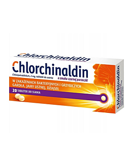 Chlorchinaldin 2 mg 20 Tabletki do ssania Smak czarna porzeczka