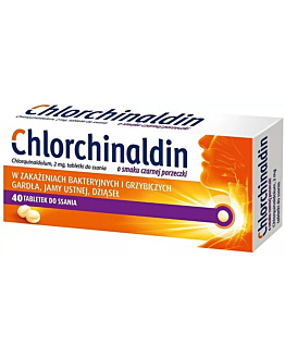 Chlorchinaldin 2 mg 40 Tabletki do ssania Smak czarna porzeczka