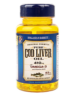 Holland & Barret Cod Liver Oil, Olej z wątroby dorsza, Kapsułki