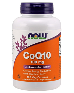 Now Foods CoQ10 With Hawthorn Berry 100 mg, Suplement diety z koenzymem Q10 i głogiem, Kapsułki