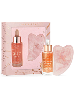 Crystallove serum do twarzy z Kwarcem Różowym + Płytka do Masażu Gua Sha