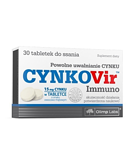 Olimp Cynkovir Immuno, Suplement diety zawierający 15 mg cynku, Smak owocowo-miętowy, Tabletki do ssania