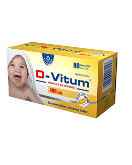 D-Vitum 400 j.m., Witamina D dla noworodków, niemowląt i dzieci, Kapsułki twist-off