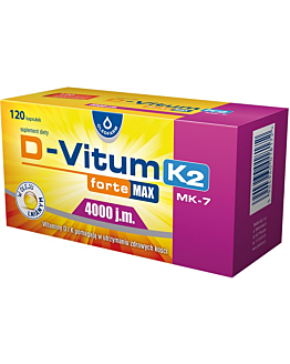 D-Vitum Forte Max 4000 j.m. K2 MK-7, Witaminy D i K dla otyłych osób dorosłych, Kapsułki