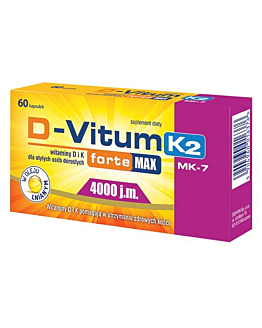 D-Vitum Forte Max 4000 j.m. K2 MK-7, Witaminy D i K dla otyłych osób dorosłych, Kapsułki
