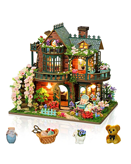 Habarri Miniaturowy domek DIY - Domek pod różaną girlandą