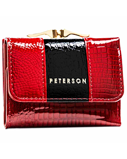 Peterson elegancki portfel portmonetka damska na bigiel skóra lakierowana