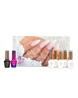 MollyNails Zestaw 5 Lakierów Hybrydowych Flashing + Baza I Top Gratis