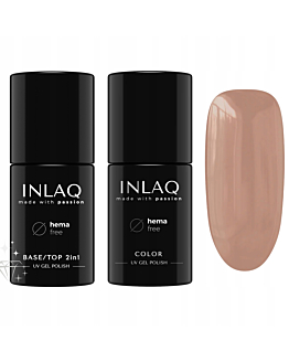 INLAQ Hybrydowy Lakier do Paznokci, 6 ml + Baza I Top 2w1 do Lakierów Hybrydowych, 6 ml