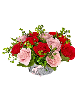 Habarri  Kwiaty w koszyku - flower box DIY - Róże czerwono-różowe