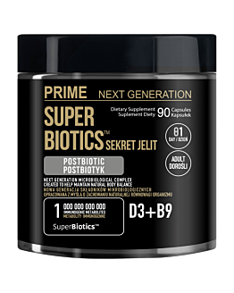 PRIME Postbiotyk SuperBiotics™ na jelita i odporność z witaminą D3 i B9, 550 mg, 90 kaps. 90 dni stosowania