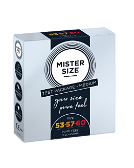 Zestaw 3 Prezerwatyw O Różnej Średnicy Testbox 53-57-60 3 Condoms Mister.Size