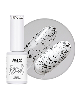 AlleLac x Rosie Beauty Top Hybrydowy Black No Wipe Bez Przemywania Efekt Ciętej Folii 6g