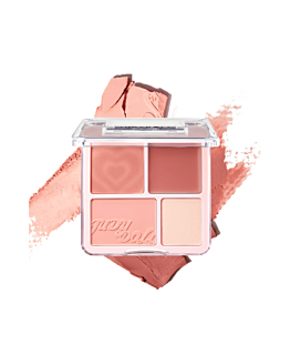 Judydoll 4 Color Blush & Highlight Palette, ciepła paleta róży i rozświetlaczy, 01 Milk Melon, 9g