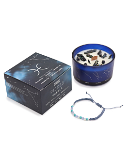 Ancient Wisdom Świeca Zodiak z Bransoletką z Kamieni - Ryby