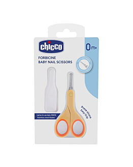 Chicco Baby Nail Scissors nożyczki z osłonką 0m+ Pomarańczowe