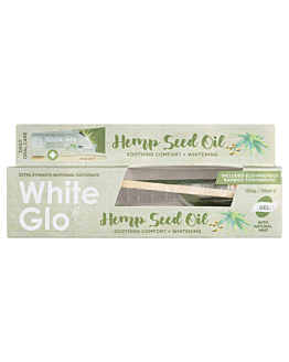 White Glo Hemp Seed Oil Toothpaste wybielająca pasta do zębów z olejem konopnym, 150g/115ml + bambusowa szczoteczka