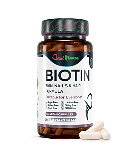 Best Immune Biotyna Formuła dla włosów i paznokci Naturalny kompleks najwyższej jakości 100 wegańskich kapsułek