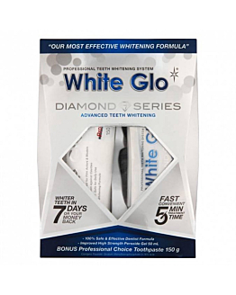 White Glo Diamond Series System zestaw wybielająca pasta do zębów, 100ml + wybielający żel do zębów, 50ml + nakładka na zęby