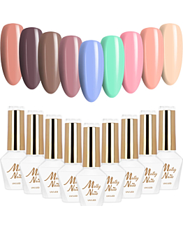 MollyNails Delicate Woman Zestaw 9 Lakierów Hybrydowych Do Paznokci 8g