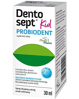 Dentosept Probiodent Kid, Spray do gardła z probiotykiem, Smak wiśniowy