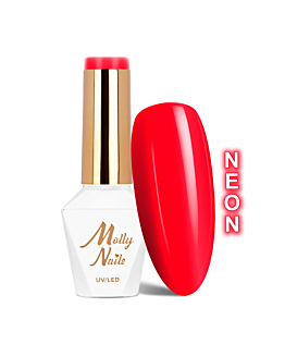 MollyNails Hearts and Kisses Red Kiss Neon Lakier Hybrydowy UV LED Nr 198 8 g
