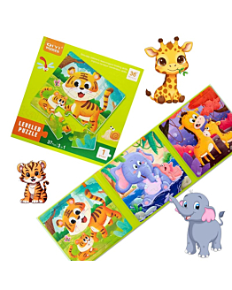 Habarri Puzzle edukacyjne - Poziom 1 - Tygrys, Słoń, Żyrafa