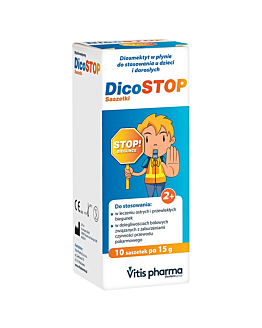DicoStop, Preparat na biegunkę dla dzieci od 2. roku życia i dorosłych, Saszetki z płynem doustnym