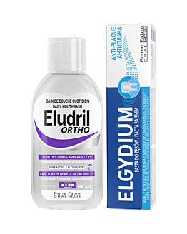 Eludril Zestaw: Płukanka Ortho 500 ml + Pasta Anti-plaque 75 ml 