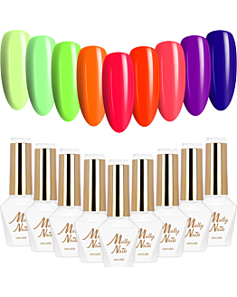 MollyNails Vivid Vibes Zestaw 9 Lakierów Hybrydowych Do Paznokci 8g