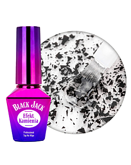 MollyNails Jack Top Top Hybrydowy No Wipe Z Drobinką Czarny 10 g