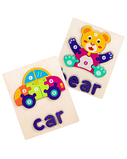 Habarri Puzzle drewniane - Auto i Miś - Car &  Bear