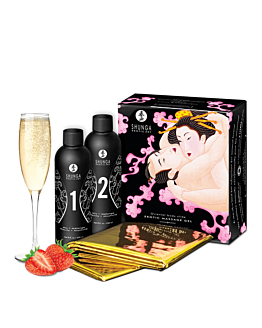 Shunga Zestaw Żeli Do Masażu O Zapachu Szampana Z Truskawkami Strawberry & Champagne 2 X 250 Ml