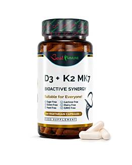 Best Immune Naturalna Witamina D3 2000IU + K2 MK7 100mcg Produkt najwyższej jakości 100 wegetariańskich kapsułek