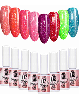 ALLELAC Flash Glitter Zestaw 8 Lakierów Hybrydowych Do Paznokci 6g