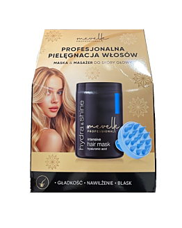 Mevelle Professional Hydra & Shine zestaw maska do włosów, 900ml + masażer do skóry głowy