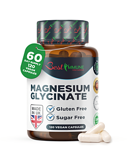 Best Immune Magnez Naturalny Glicynian Magnezu 1000 mg na porcję 120 wegańskich kapsułek Idealne proporcje Najwyższa biodostępność