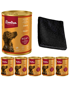 Lovira Karma Mokra Jeleń 2,4 kg + MIkrofibra do łapek Psów