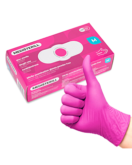 Medisterill Rękawiczki Jednorazowe Nitrylowe Diagnostyczne i Ochronne Magenta Rozmiar M 100 szt.