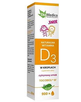 EkaMedica Junior, Naturalna Witamina D3 w kroplach, Smak cytrynowy, 30 ml