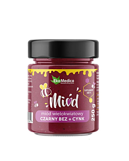 EkaMedica Miód Wielokwiatowy Czarny Bez + Cynk, 250 g