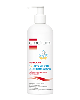 Emolium Dermocare 3w1: płyn do kąpieli, żel do mycia, szampon 