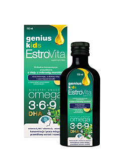 EstroVita Genius Kids, Bioestry kwasów Omega 3-6-9, Płyn o smaku cytrynowym