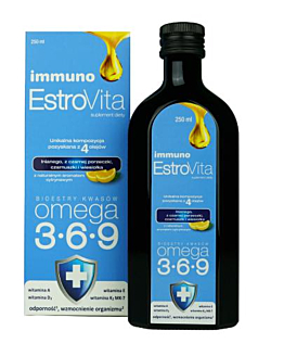 EstroVita Immuno,  Kwasy omega-3-6-9 z czterech olejów roślinnych, Płyn