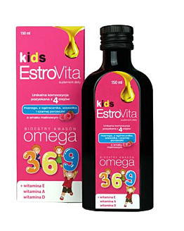 EstroVita Kids, Bioestry kwasów Omega 3-6-9, Płyn o smaku malinowym