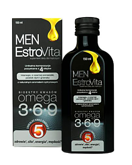 EstroVita Men, Kwasy omega-3-6-9 z czterech olejów roślinnych, Płyn